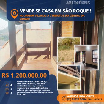 CASA COM 3 SUITES A VENDA EM SÃO ROQUE!!!
